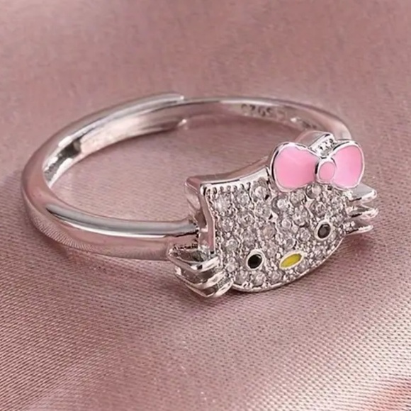 ‼️$7‼️ Hello Kitty Adjustable Ring Rhinestone Enamel Alloy - Picture 2 of 7